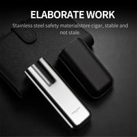 Cigarloong Portable Stainless Steel Cigar Case Anti-pressure Travel Leather Cigar Humidor Box