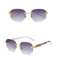 Retro Square Hip Hop Sunglasses Gold Rimless Shades - Men Women Fashion - MANDOTOS INTERNATIONAL