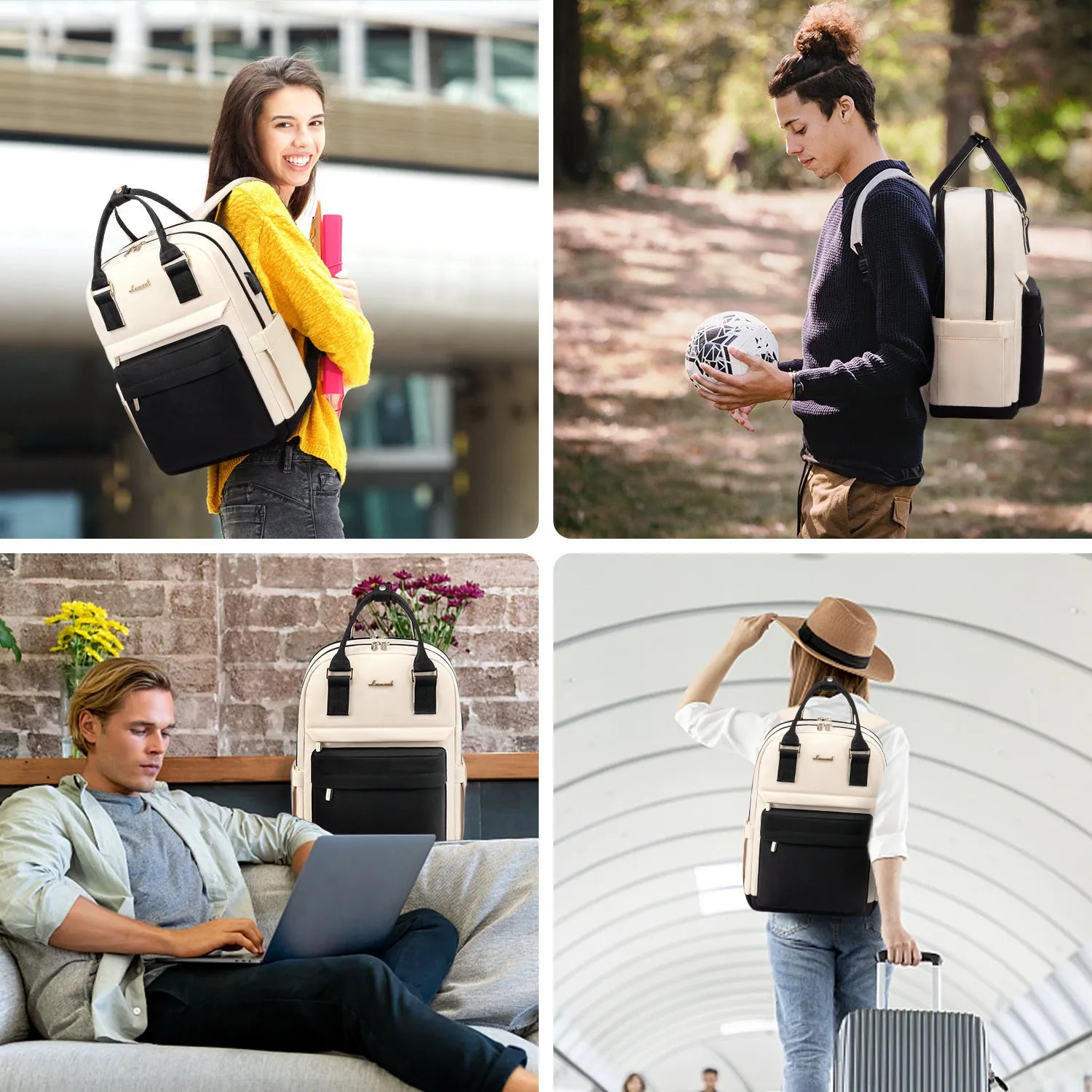 LOVEVOOK Fashion Stylish Girls Travel School Nylon BookBag With USB Waterproof Teacher Nurse Student Laptop Backpack for Women