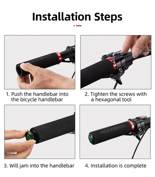 ROCKBROS Cycling Grips Anti-skid Shockproof Silicone Sponge Handlebar Grips MTB Road Bike Grips Ultraight Cycling Handlebars