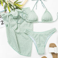 2026 3pcs Bikini Set Glistening Swimsuit Bikini With Cover up Dress Girls Swim Bathing Suit Beach Wear