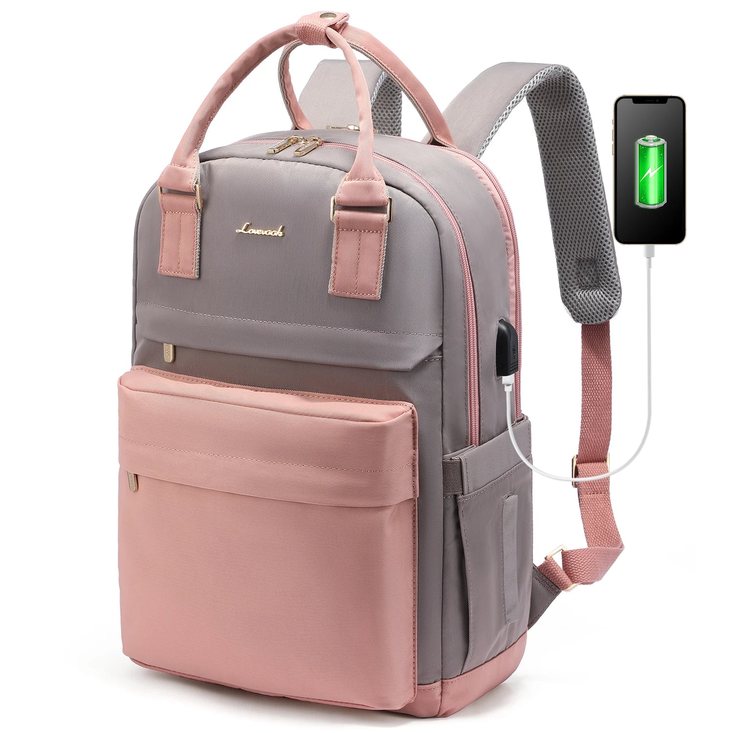 LOVEVOOK Fashion Stylish Girls Travel School Nylon BookBag With USB Waterproof Teacher Nurse Student Laptop Backpack for Women