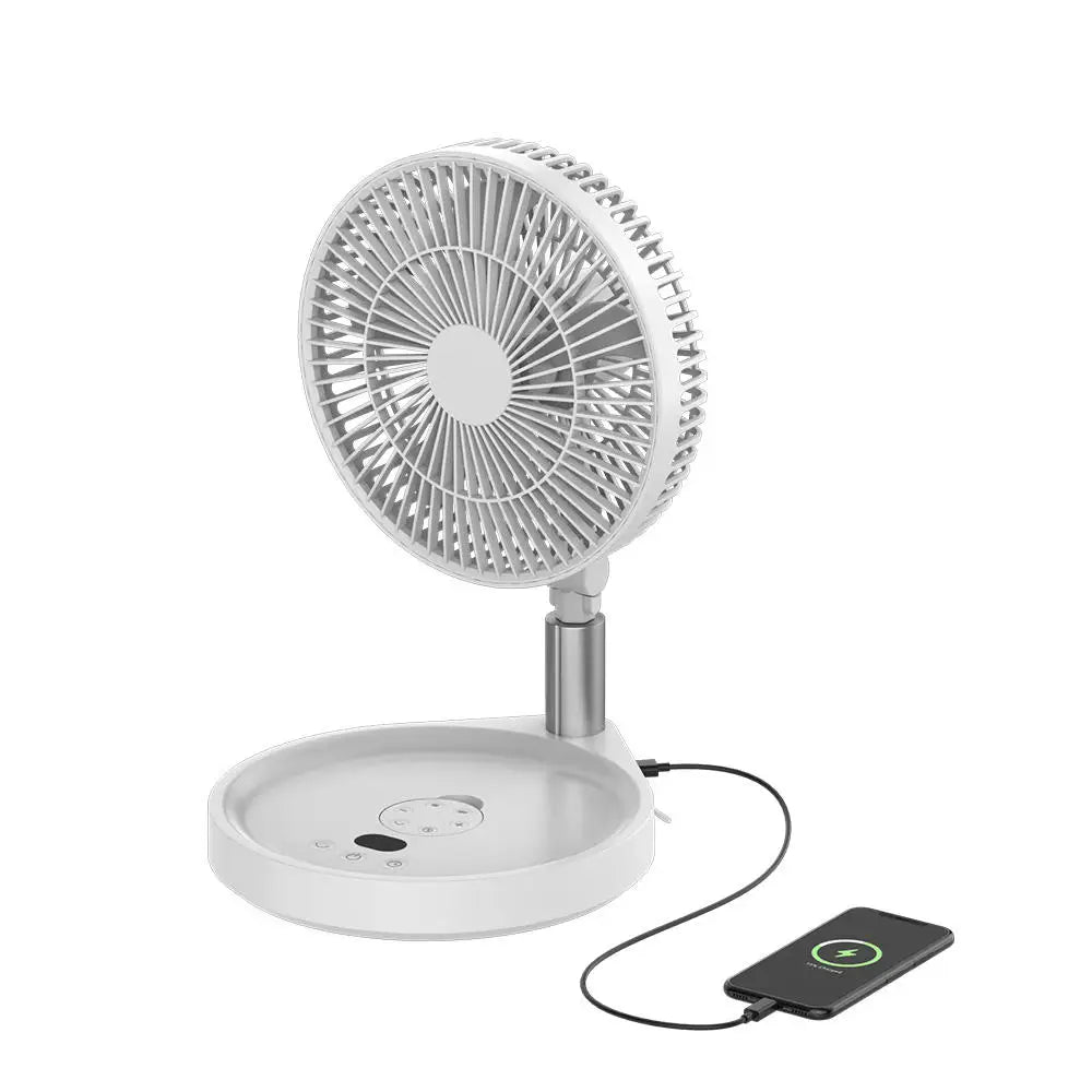 Rechargeable Outdoor Standing Fan with Remote, Adjustable Height, 4-Speed, LED Light, Power Bank, Portable for Home & Travel
