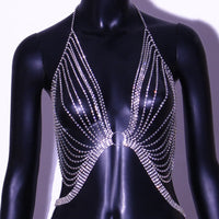 Geometric Bikini Chest Chain with Crystal and Rhinestone Accents - MANDOTOS INTERNATIONAL