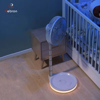 Rechargeable Outdoor Standing Fan with Remote, Adjustable Height, 4-Speed, LED Light, Power Bank, Portable for Home & Travel