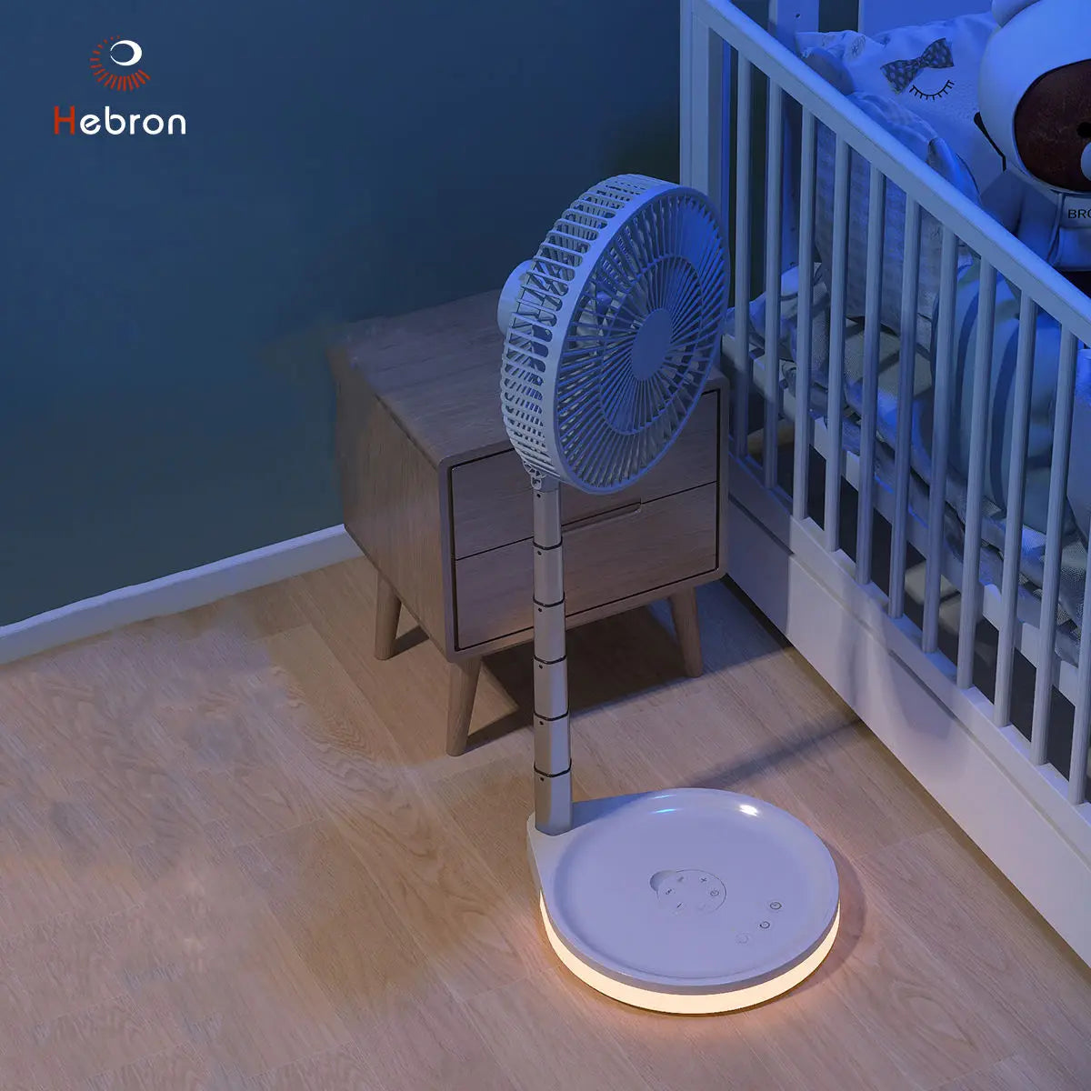 Rechargeable Outdoor Standing Fan with Remote, Adjustable Height, 4-Speed, LED Light, Power Bank, Portable for Home & Travel