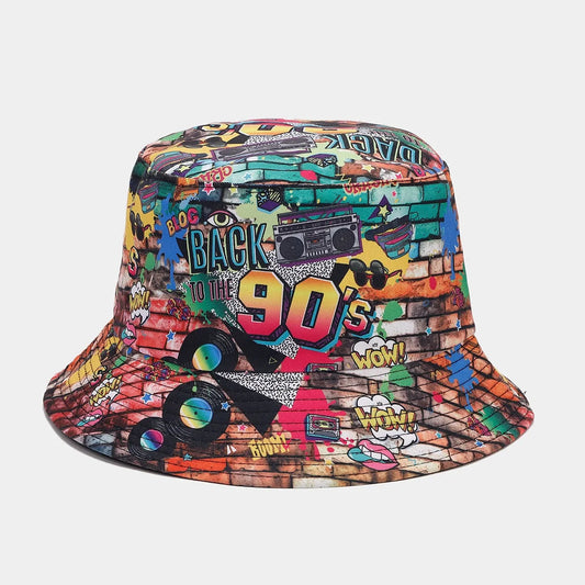 2027 NEW KJEuropean American Fashion Retro Graffiti Double Sided Wearing Bucket Hat Women Travel Sun Men Party Bucket Hat