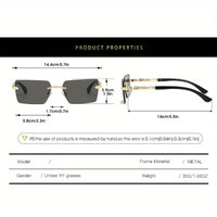 Unisex Luxury Frameless Black Golden Sunglasses with Leopard Print - UV400 Protection, Thin Rectangular Lenses, Elegant Design
