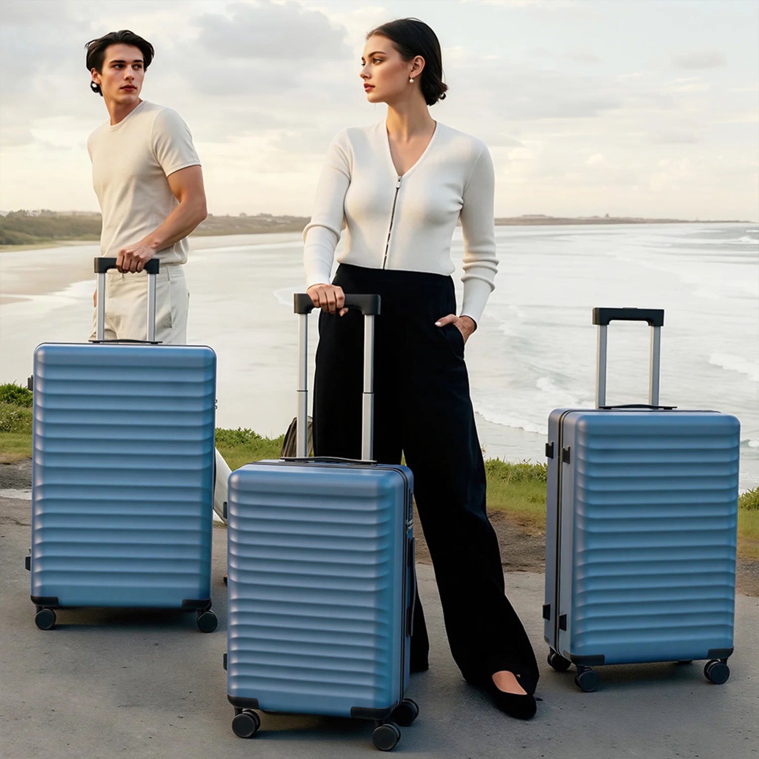 US Warehouse Waterproof Luxury PC+ABS 3 Pieces Trolley Suitcases Luggage Set Hard Shell Travel Suitcase Set with Silent Wheels