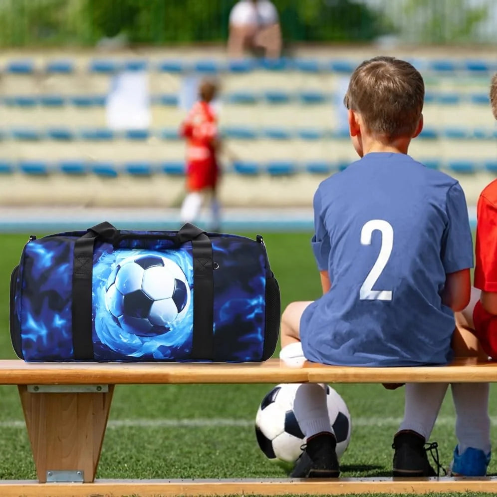 Sports Duffle Bag for Boys Football Gymnastic Bags with Wet Pocket Shoes Compartment Lightning Travel Duffel Bag