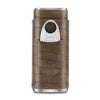 New Arrival Portable Men Gift Cigar Case Reusable 3 Cigars Capacity PU Leather Wood Cigar Tool Cutter Case Travel Storage Box