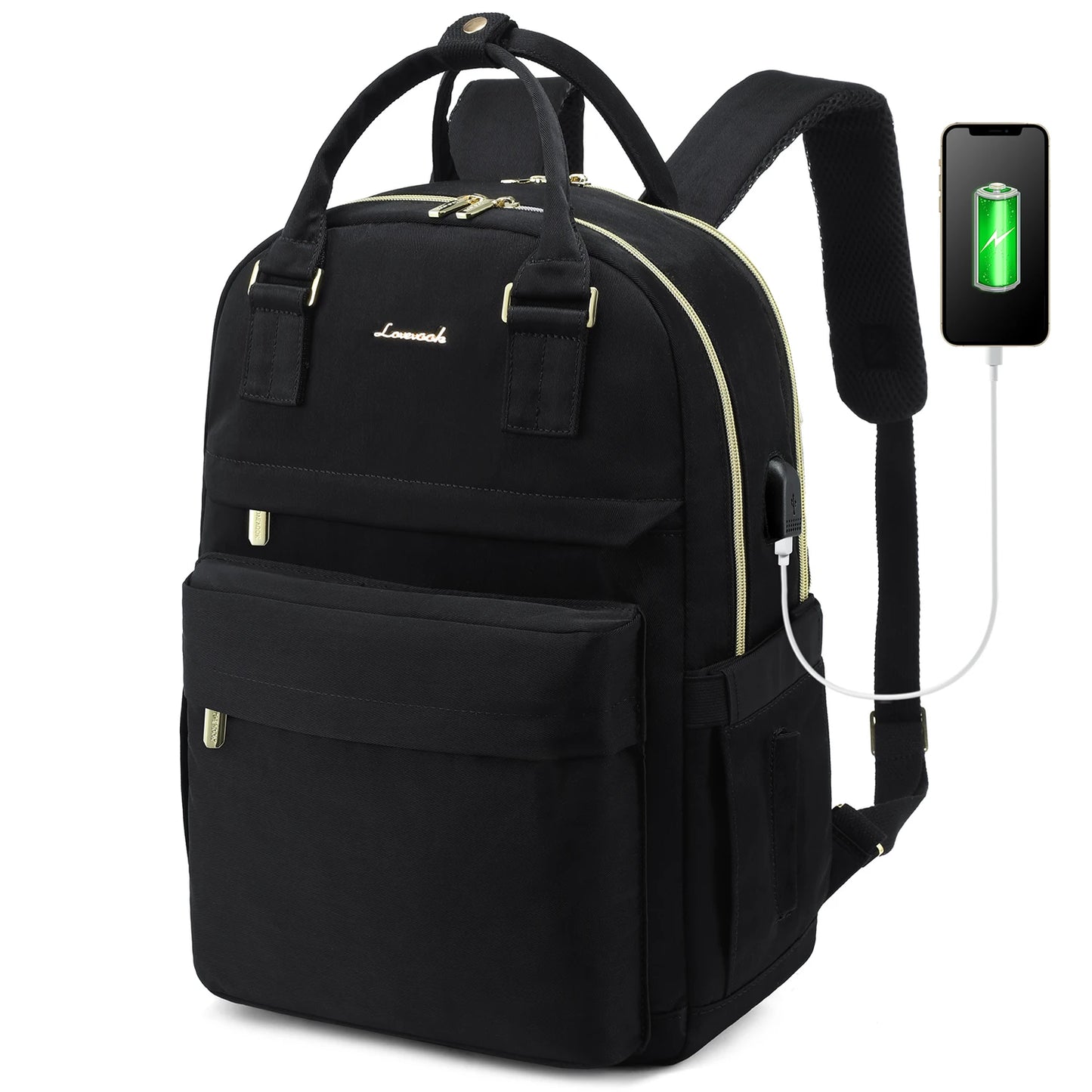 LOVEVOOK Fashion Stylish Girls Travel School Nylon BookBag With USB Waterproof Teacher Nurse Student Laptop Backpack for Women