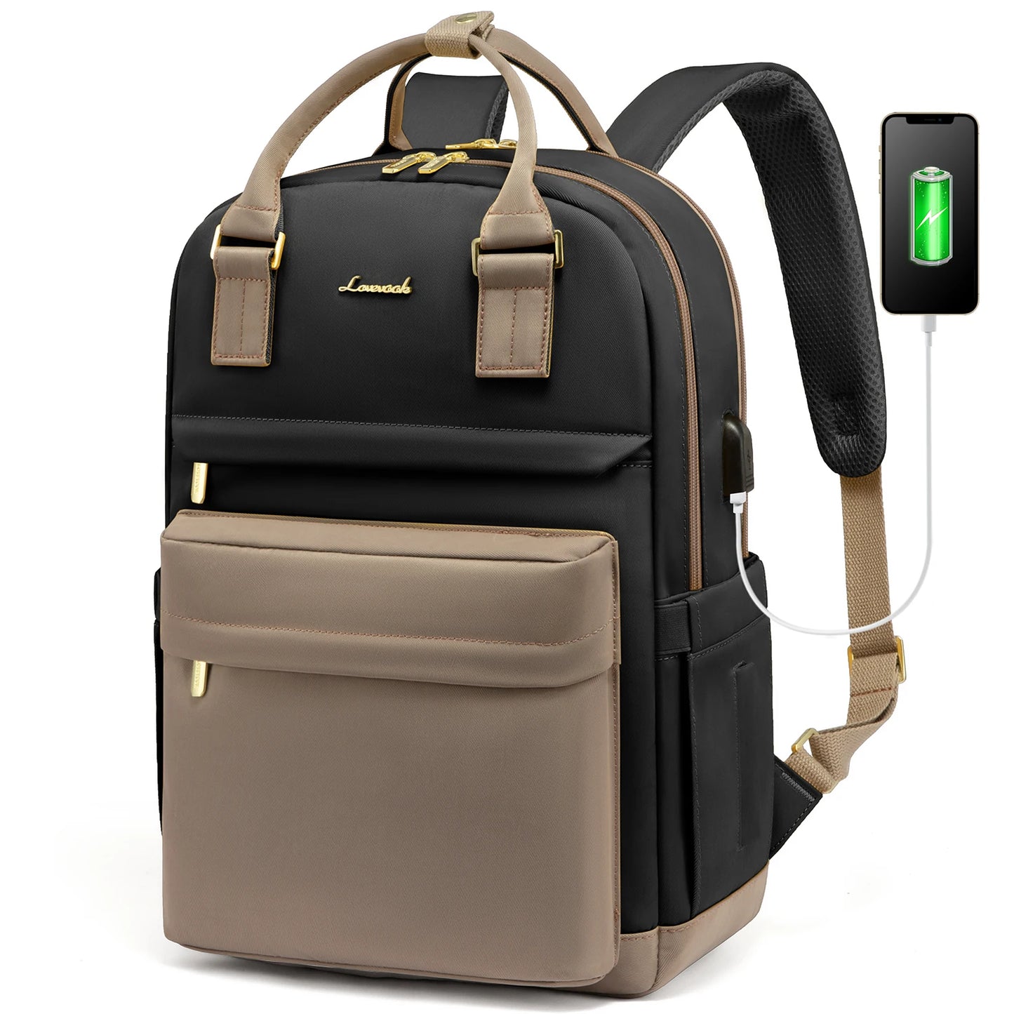 LOVEVOOK Fashion Stylish Girls Travel School Nylon BookBag With USB Waterproof Teacher Nurse Student Laptop Backpack for Women