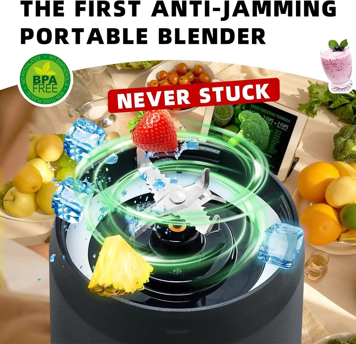 Ice Crushing Portable Blender Rechargeable Portable Smoothie Blender Cordless Personal Travel Blender