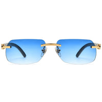 Borregls Buffalo Horn Sunglasses Men Luxury Brand Designer Eyewear Women Nylon Lens Rimless Square Buffs Eyeglasses 8300816