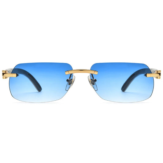 Borregls Buffalo Horn Sunglasses Men Luxury Brand Designer Eyewear Women Nylon Lens Rimless Square Buffs Eyeglasses 8300816