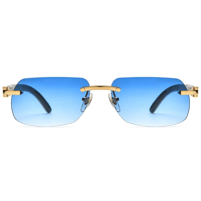 Borregls Buffalo Horn Sunglasses Men Luxury Brand Designer Eyewear Women Nylon Lens Rimless Square Buffs Eyeglasses 8300816