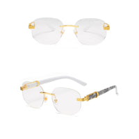 Retro Square Hip Hop Sunglasses Gold Rimless Shades - Men Women Fashion - MANDOTOS INTERNATIONAL