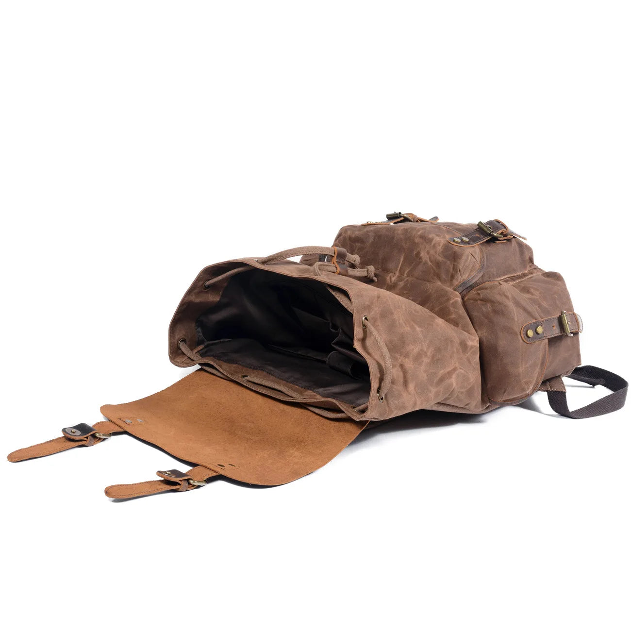 Vintage Batik Canvas Leather Backpacks for Men Laptop Daypacks Waterproof Canvas Rucksacks Mountaineering Travel Backpack