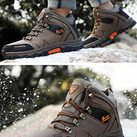 Brand Men Winter Snow Boots Waterproof Leather Sneakers Super  Warm Men's Boots Outdoor Male Hiking Boots Work Shoes Size 39-47