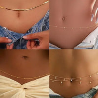 8Pcs Waist Chain 18K Gold Plated Belly Belt Chains Sexy Bikini Beaded Sequin CZ Coin Body Chain Jewelry Accessories Adjustable