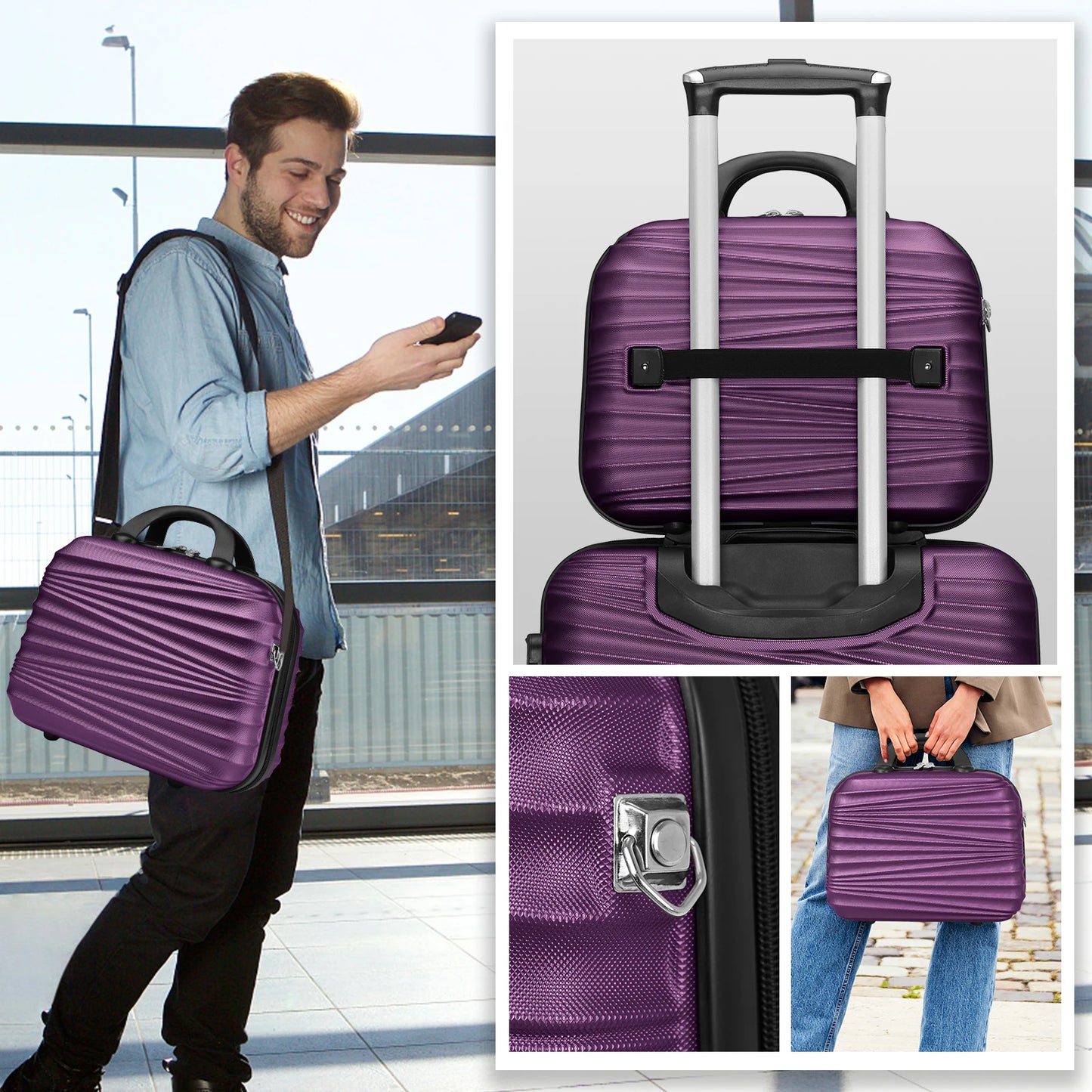 5-Piece Family Travel Luggage Set with Vanity Case - Elegant, Portable & Impact-Resistant - MANDOTOS INTERNATIONAL