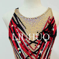 For LIUHUO Professional Tailored Red Synchronized Swimming Team Performance Swimsuit Custom Designed for Optimal Performance