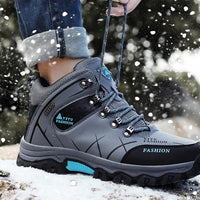 Brand Men Winter Snow Boots Waterproof Leather Sneakers Super  Warm Men's Boots Outdoor Male Hiking Boots Work Shoes Size 39-47