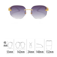 Retro Square Hip Hop Sunglasses Gold Rimless Shades - Men Women Fashion - MANDOTOS INTERNATIONAL