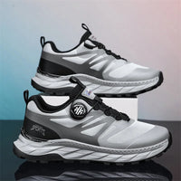 Men's Breathable Mesh Design Summer Running Shoes Rotary Button Height Increasing Outdoor Travel Hiking Sneakers for Spring