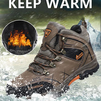 Brand Men Winter Snow Boots Waterproof Leather Sneakers Super  Warm Men's Boots Outdoor Male Hiking Boots Work Shoes Size 39-47
