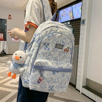 Large Capacity School Bag Travel Bags Girl Boy Bookbags High Teenager Student Plaid Backpack Cute Print Schoolbags