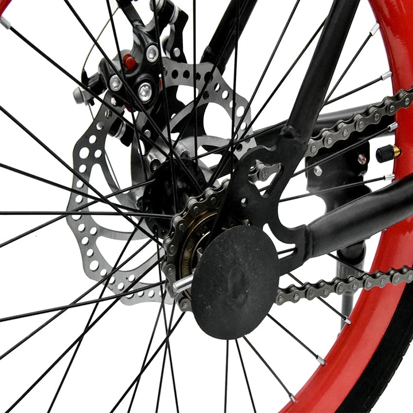 20 Inch Bike Single Speed Fixie Bike Double Dsic Brake Bicycle Freewheel Frame Mini Bicycle Height Adjustable 75-90cm MANDOTOS