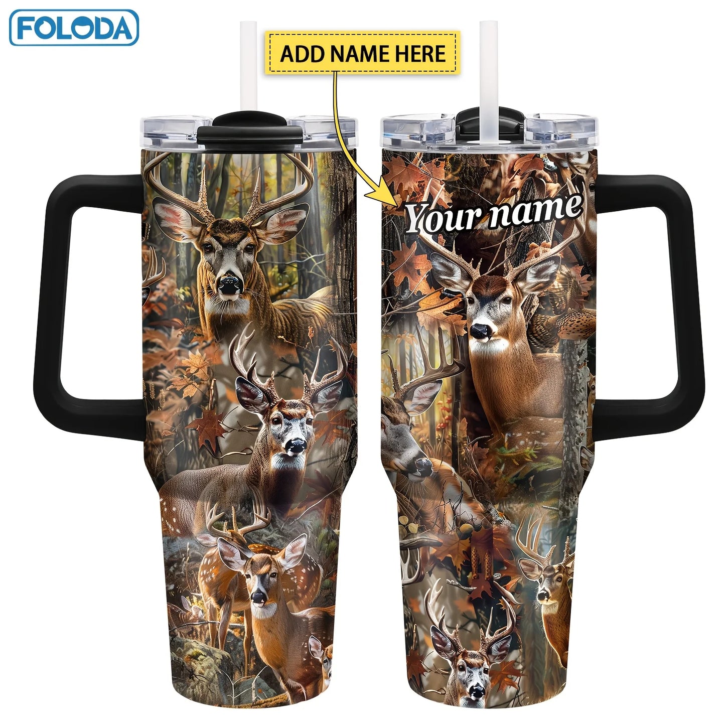 Personalized 40oz Steel Vacuum Tumbler with Handle - MANDOTOS INTERNATIONAL