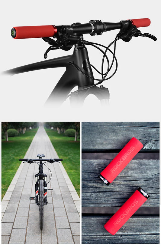 ROCKBROS Cycling Grips Anti-skid Shockproof Silicone Sponge Handlebar Grips MTB Road Bike Grips Ultraight Cycling Handlebars