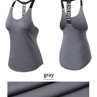Women Gym Tops Black Sleeveless Yoga Top Women Fitness Shirt Gym Vest Running workout Sports Tops Letter Backless Shirt