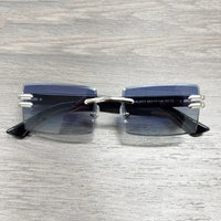 HBK Luxury Rimless Sunglasses Frames 2024 Retro Rectangle Party Use with Blue Black Gold Silver PC Frames