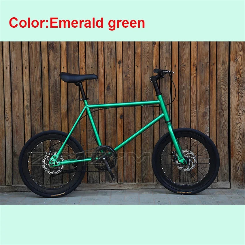 20 Inch Bike Single Speed Fixie Bike Double Dsic Brake Bicycle Freewheel Frame Mini Bicycle Height Adjustable 75-90cm MANDOTOS