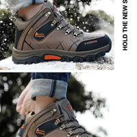 Brand Men Winter Snow Boots Waterproof Leather Sneakers Super  Warm Men's Boots Outdoor Male Hiking Boots Work Shoes Size 39-47