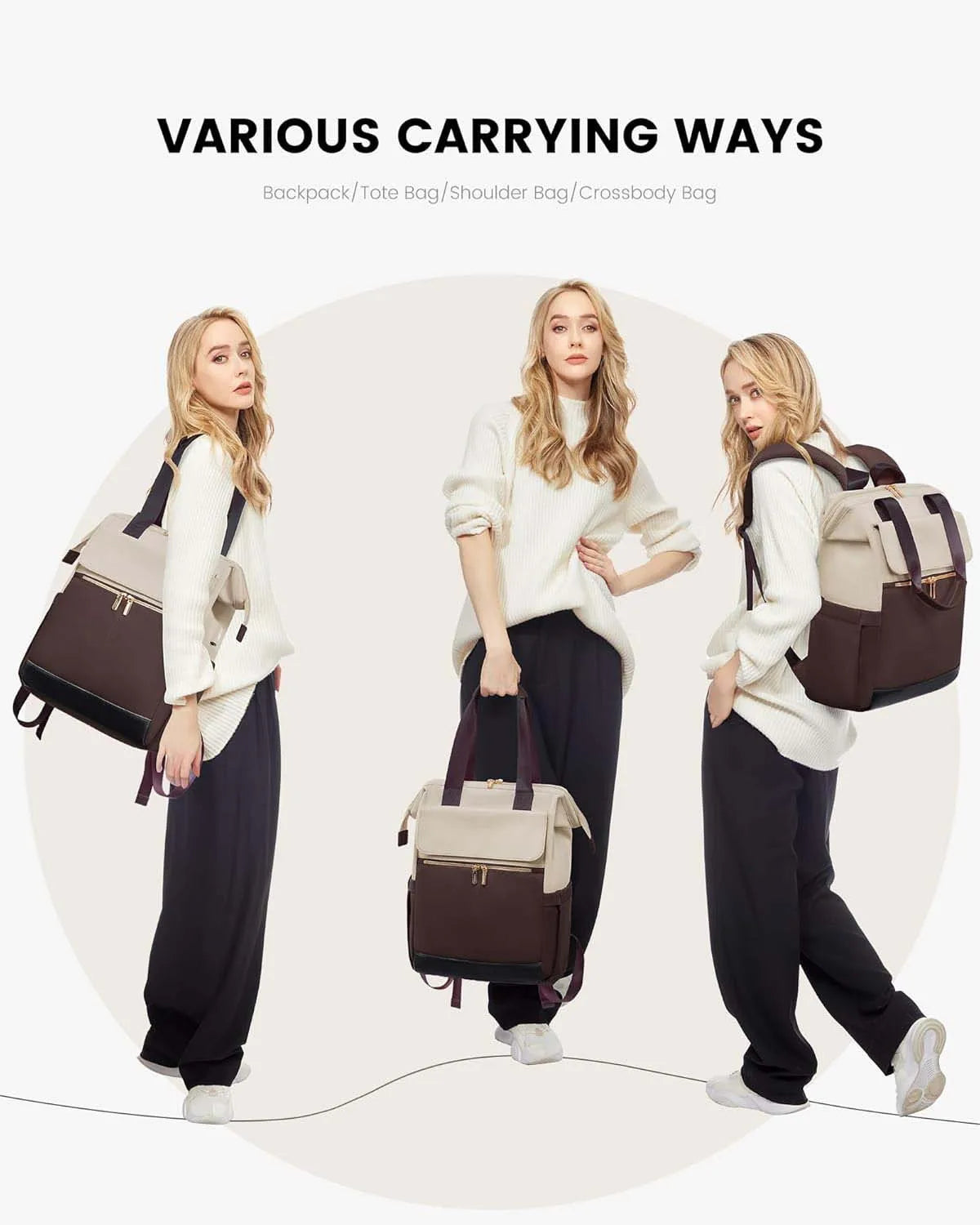 Super Lightweight Women's Travel Laptop Backpack with Curved Shoulder Straps - MANDOTOS INTERNATIONAL