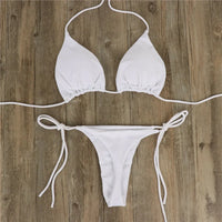 Summer Sexy Solid Mirco Bikini Set Women Tie Side G-String Thong Swimsuit Female Bandage Bathing Suit Brazilian Swimwear Biquini