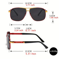 Men'S Large Frame Sunglasses | Black to Red Gradient TAC Lens, Full-Rim Iron Frame, Protection, Easy-Clean Lens Surface,Polished
