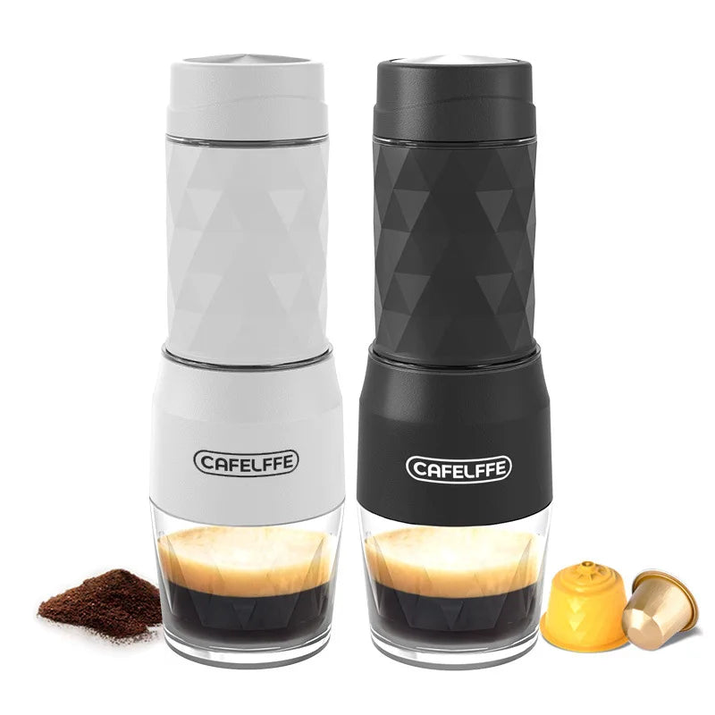 Cafelffe 3 In1 Portable Coffee Machine Hot/Cold Water Manual Espresso Maker for Capsule & Ground Hand Press Brewer Hiking Travel