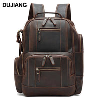 Hot Large Vintage Leather Men's Backpack Multifunction Fashion Daypack for School and Travel Neutral Style