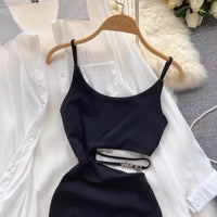 One Size Summer Dress Women's Shirt Design Sense Split Sunscreen Shirt Versatile Sexy Halter Dress Two-piece Set