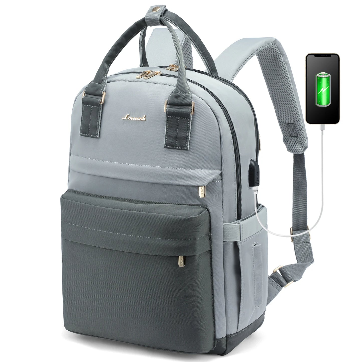LOVEVOOK Fashion Stylish Girls Travel School Nylon BookBag With USB Waterproof Teacher Nurse Student Laptop Backpack for Women