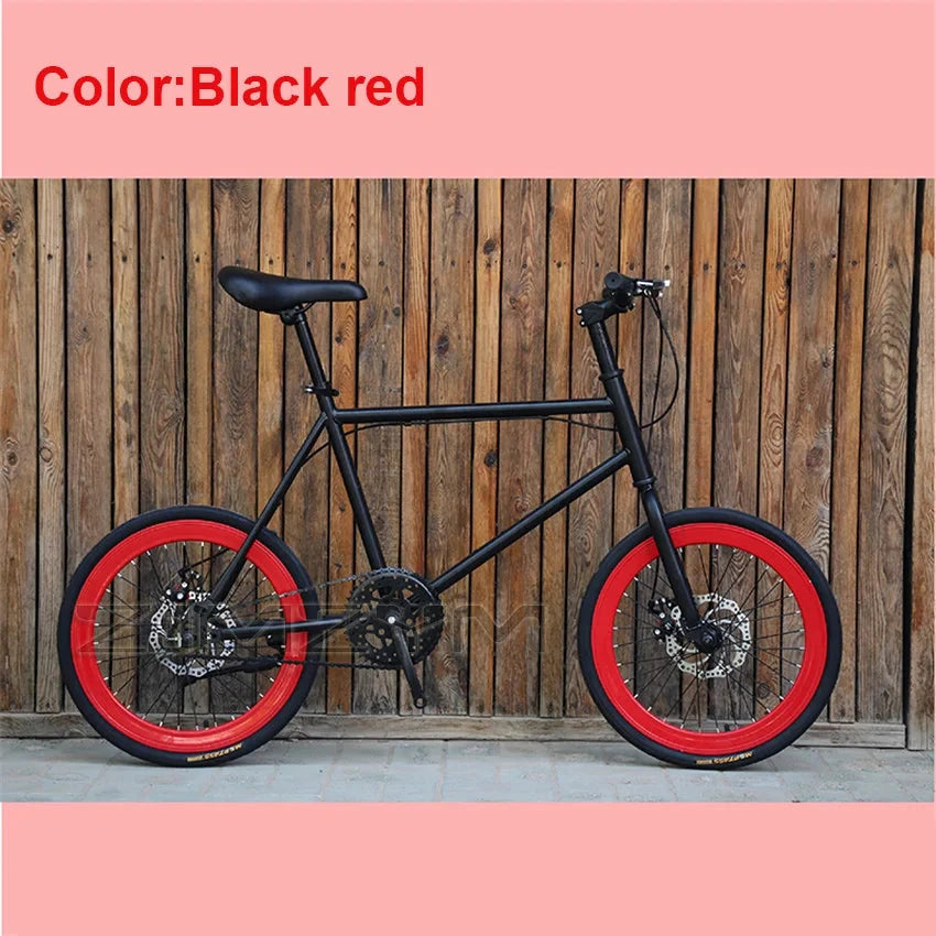 20 Inch Bike Single Speed Fixie Bike Double Dsic Brake Bicycle Freewheel Frame Mini Bicycle Height Adjustable 75-90cm MANDOTOS