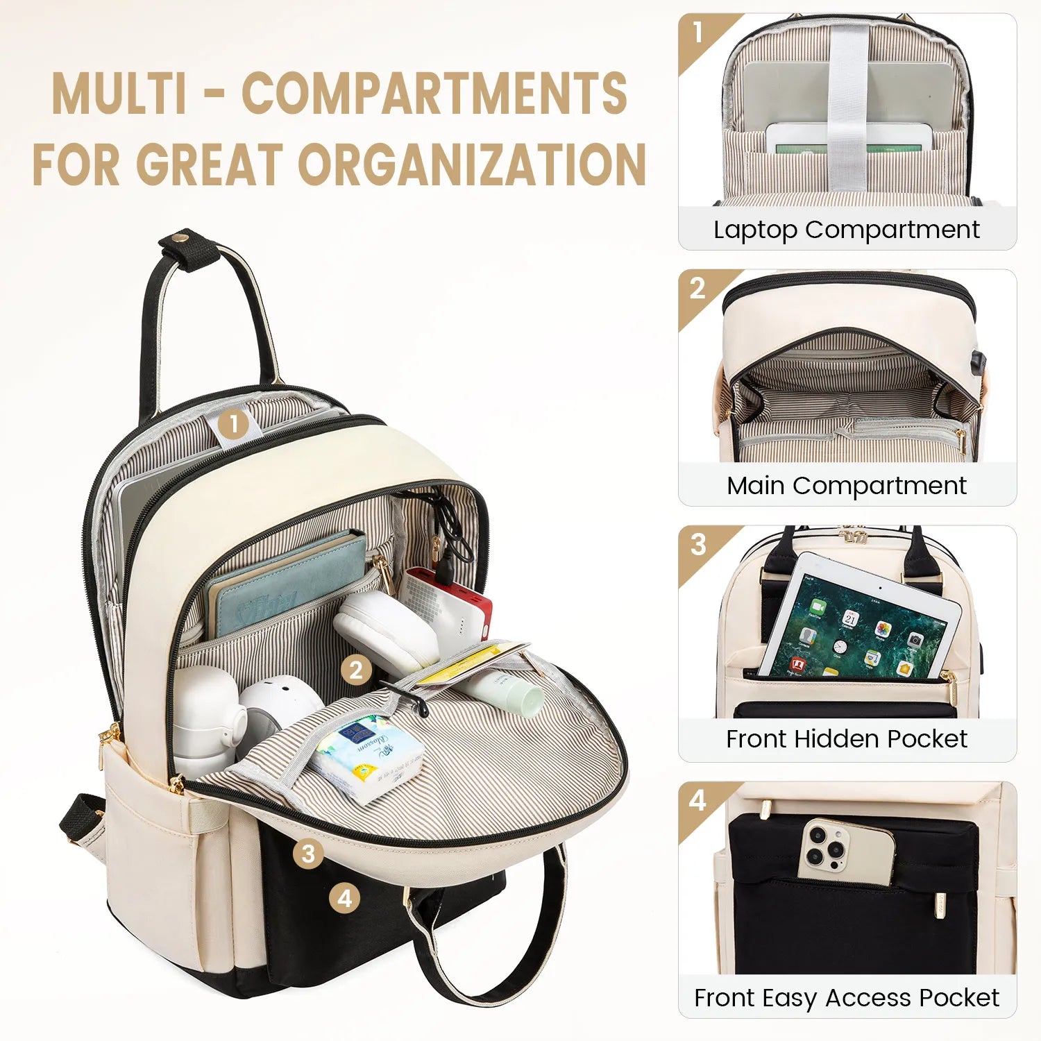 LOVEVOOK Fashion Stylish Girls Travel School Nylon BookBag With USB Waterproof Teacher Nurse Student Laptop Backpack for Women