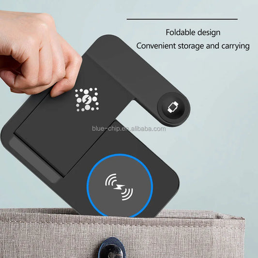 2025 Portable Travel Charger Triple Night Light Folding Mobile Phone Pad 3-in-1 Wireless Fast Charging Magnetic Type for Females