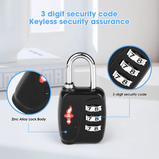 DUALVROWN Black Luggage Lock - Stylish Security for Travelers and Outdoor Enthusiasts - MANDOTOS INTERNATIONAL
